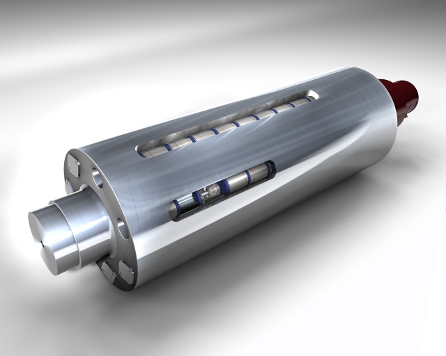 Schematic diagram of the axial measuring roller with integrated force sensors